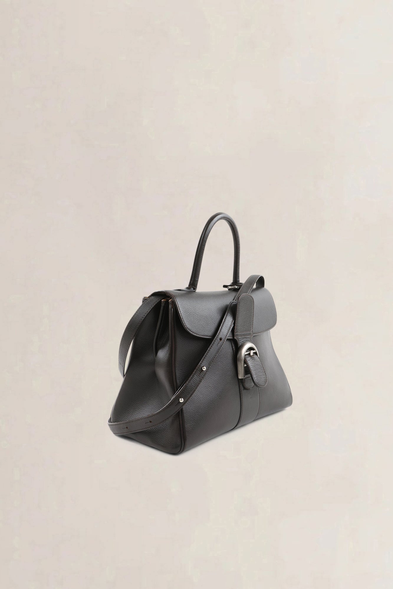 Delvaux Dark Brown Leather Brillant MM Crossbody Bag