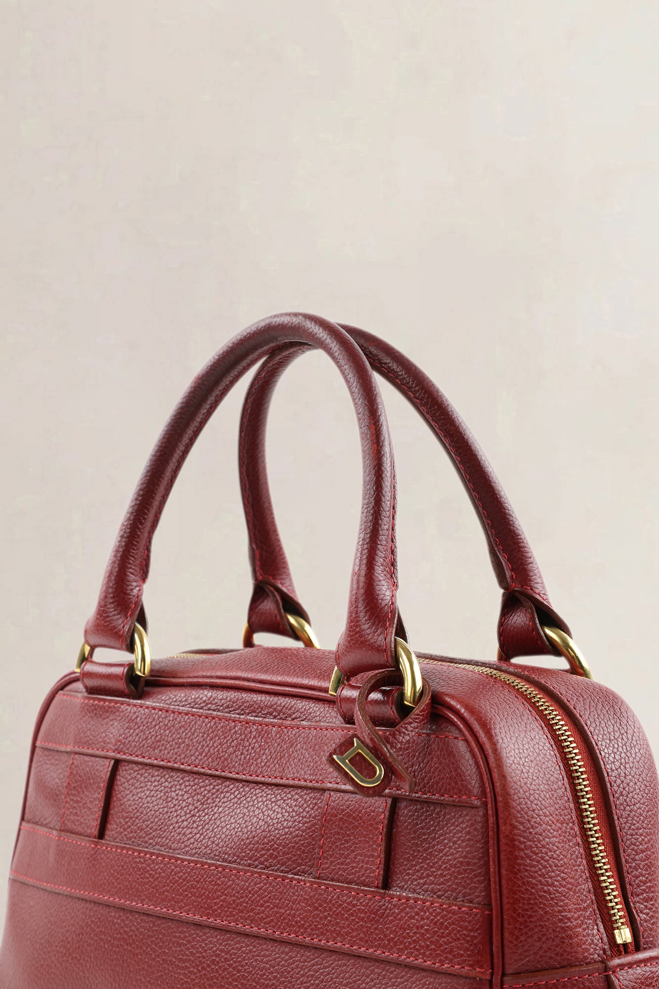 Delvaux Red Leather Parole Top Handle Bag
