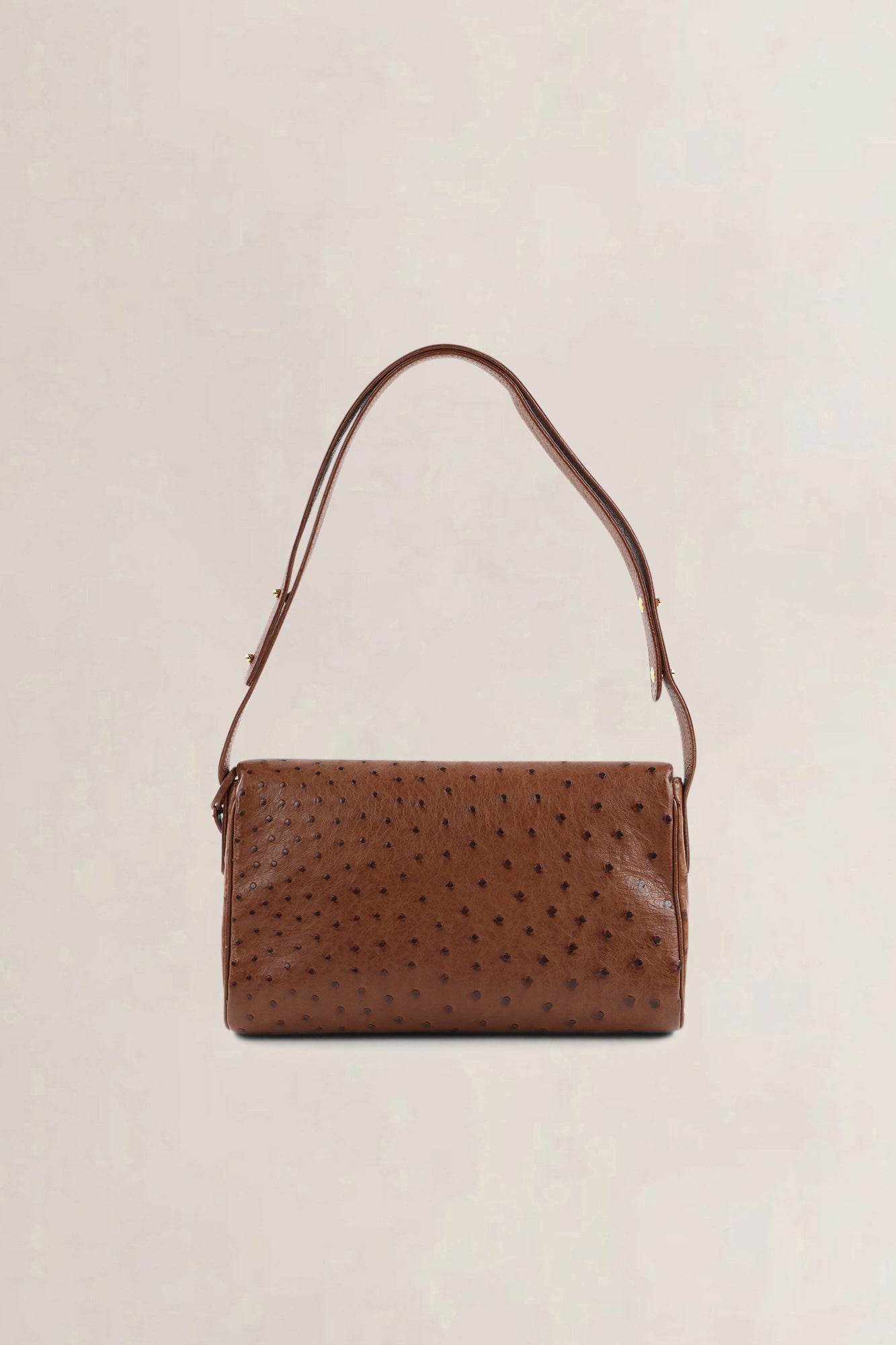 Delvaux Brown Ostrich Leather Passrelle Crossbody Bag