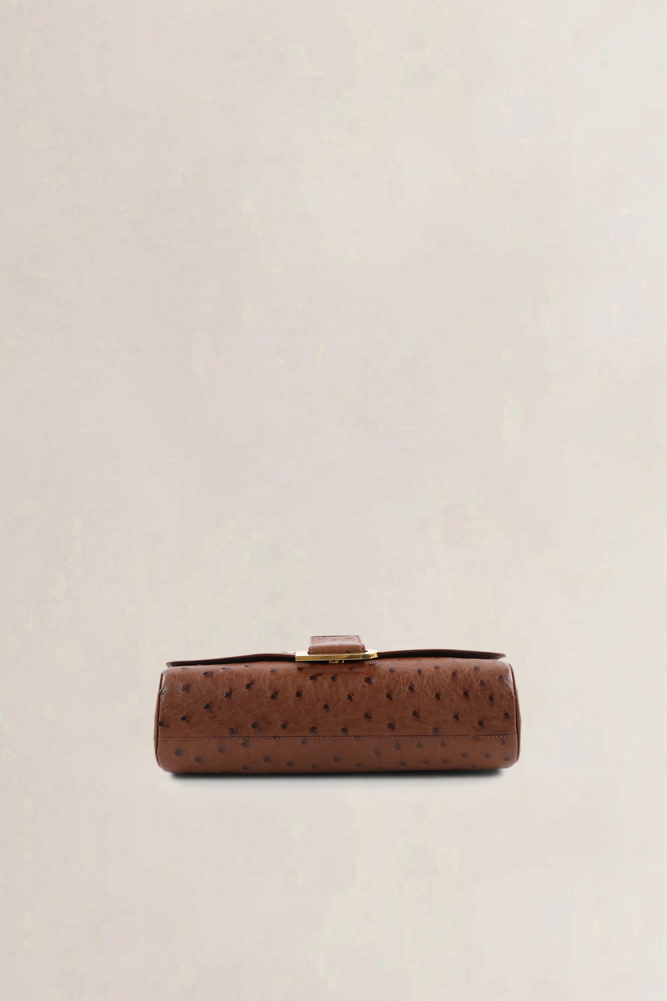 Delvaux Brown Ostrich Leather Passrelle Crossbody Bag