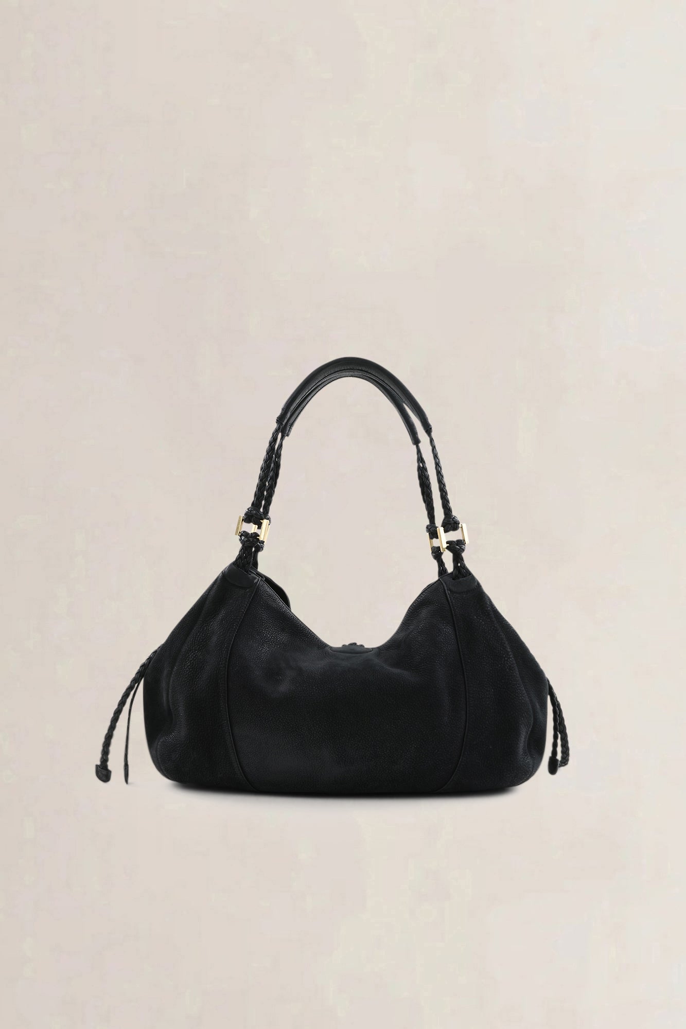 Delvaux Black Nubuck Eugène GM Shoulder Bag
