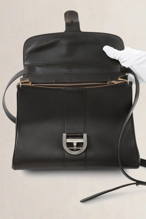 Delvaux Dark Brown Leather Brillant MM Crossbody Bag