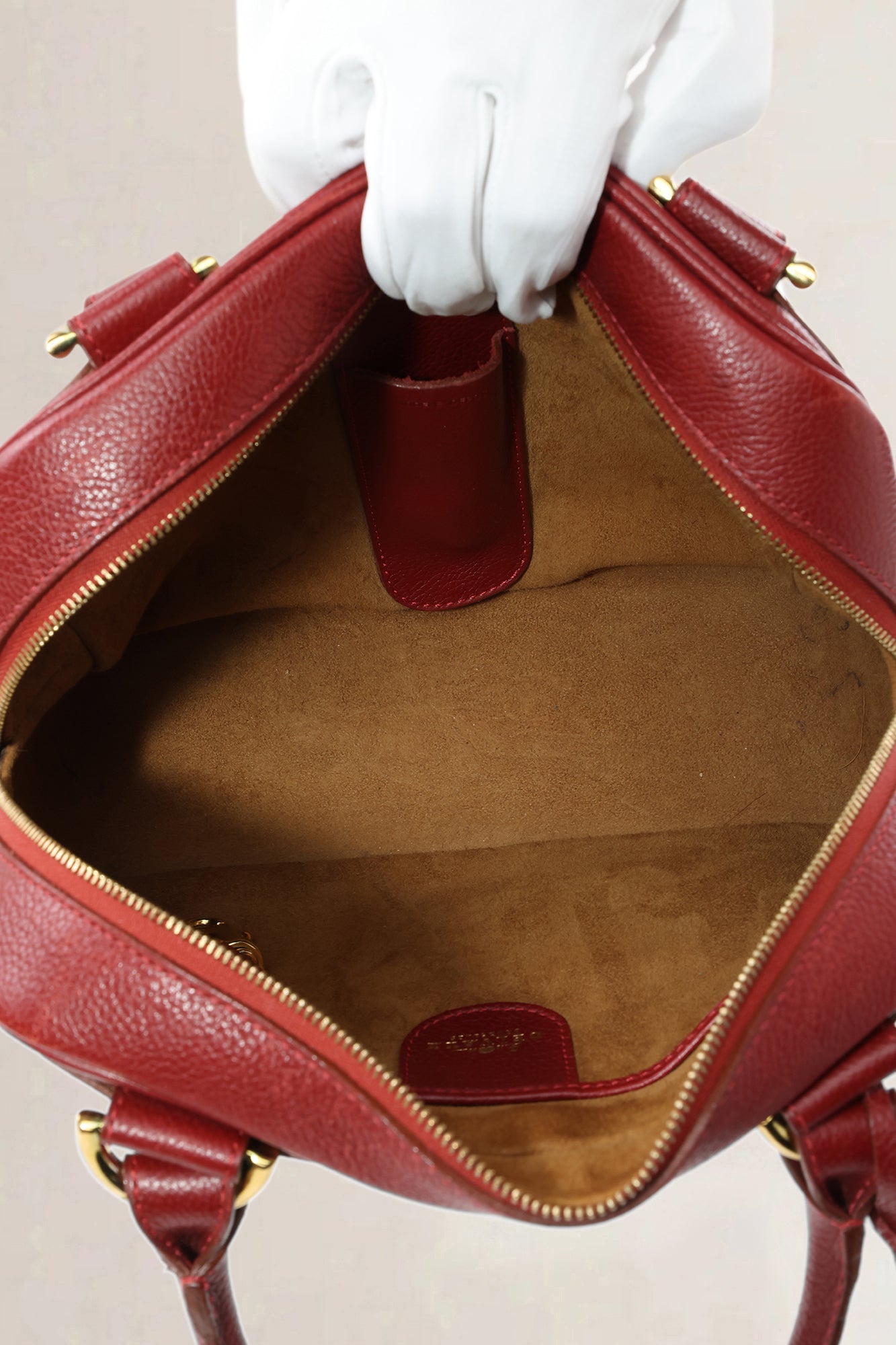 Delvaux Red Leather Parole Top Handle Bag
