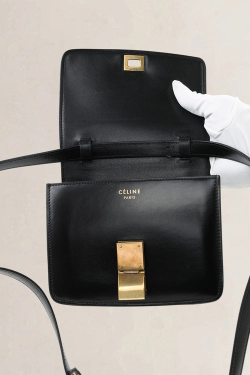 Céline Black Leather Classic Box Small Crossbody Bag