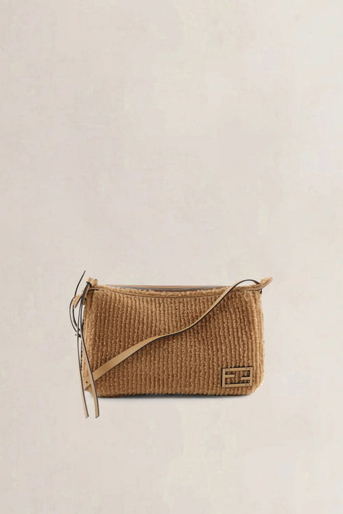 Fendi Brown Shearling Simply Medium Crossbody Bag