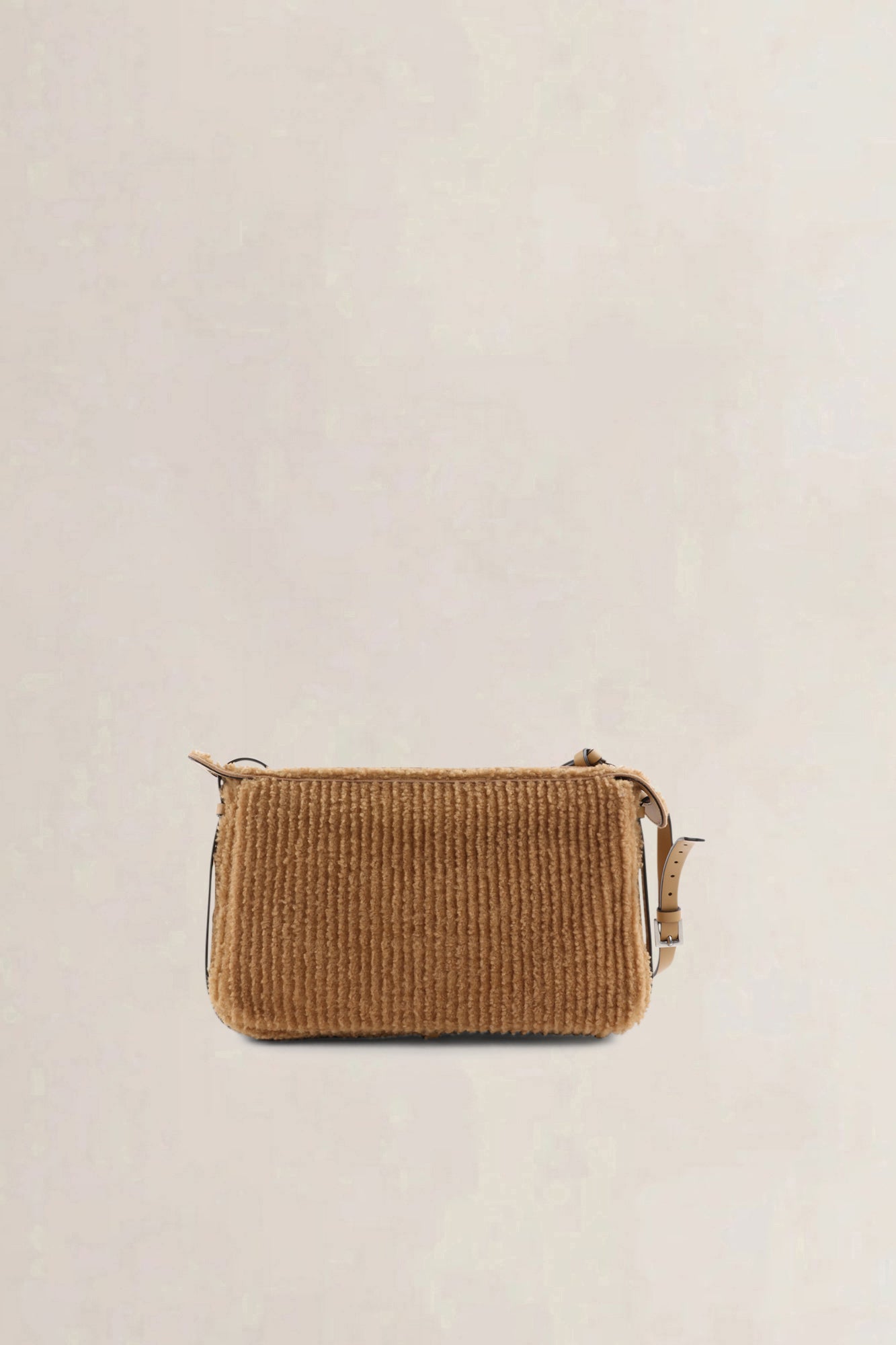 Fendi Brown Shearling Simply Medium Crossbody Bag