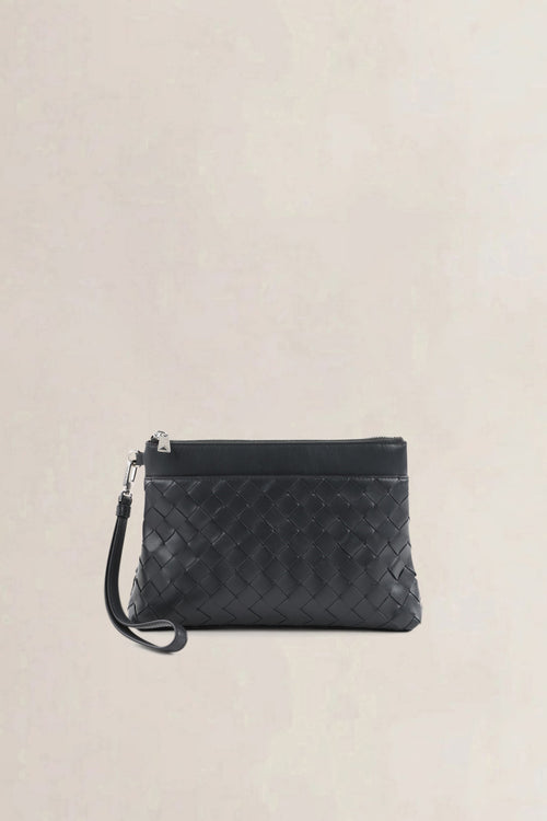 Bottega Veneta Black Intrecciato Leather Prism Pouch