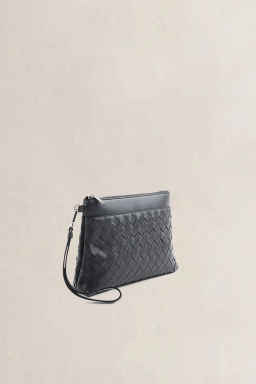 Bottega Veneta Black Intrecciato Leather Prism Pouch
