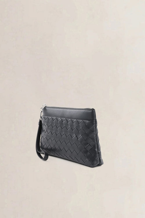 Bottega Veneta Black Intrecciato Leather Prism Pouch