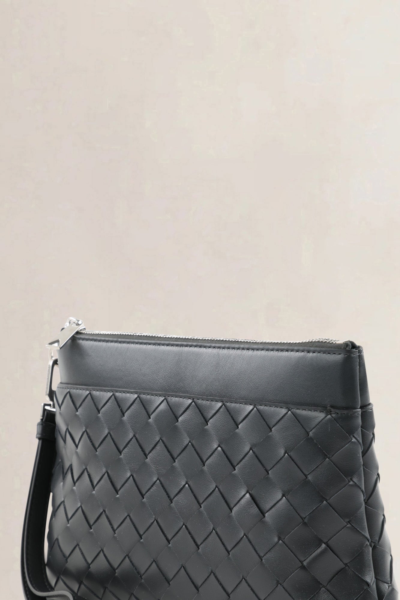 Bottega Veneta Black Intrecciato Leather Prism Pouch