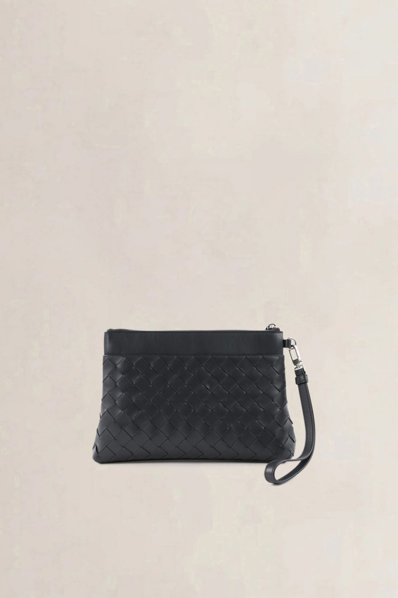 Bottega Veneta Black Intrecciato Leather Prism Pouch