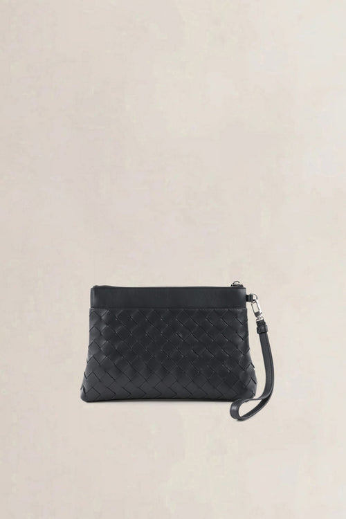 Bottega Veneta Black Intrecciato Leather Prism Pouch