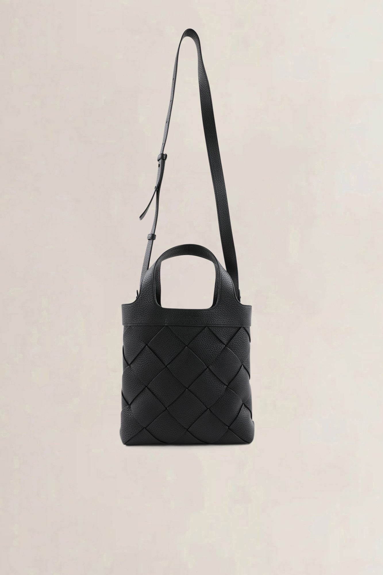 Bottega Veneta Black Intrecciato Leather Small Diago Crossbody Bag