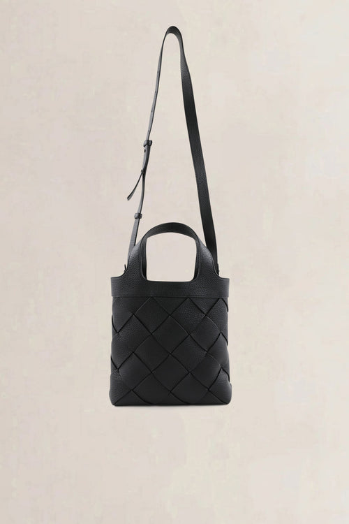 Bottega Veneta Black Intrecciato Leather Small Diago Crossbody Bag