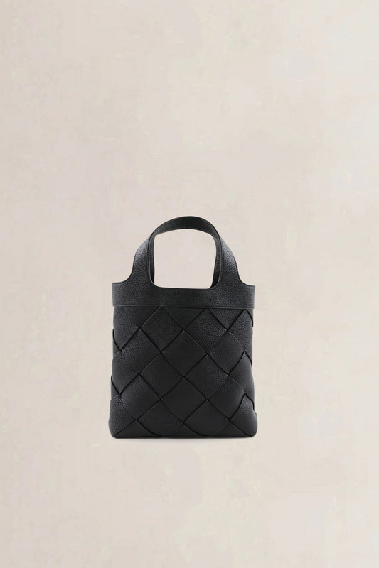 Bottega Veneta Black Intrecciato Leather Small Diago Crossbody Bag