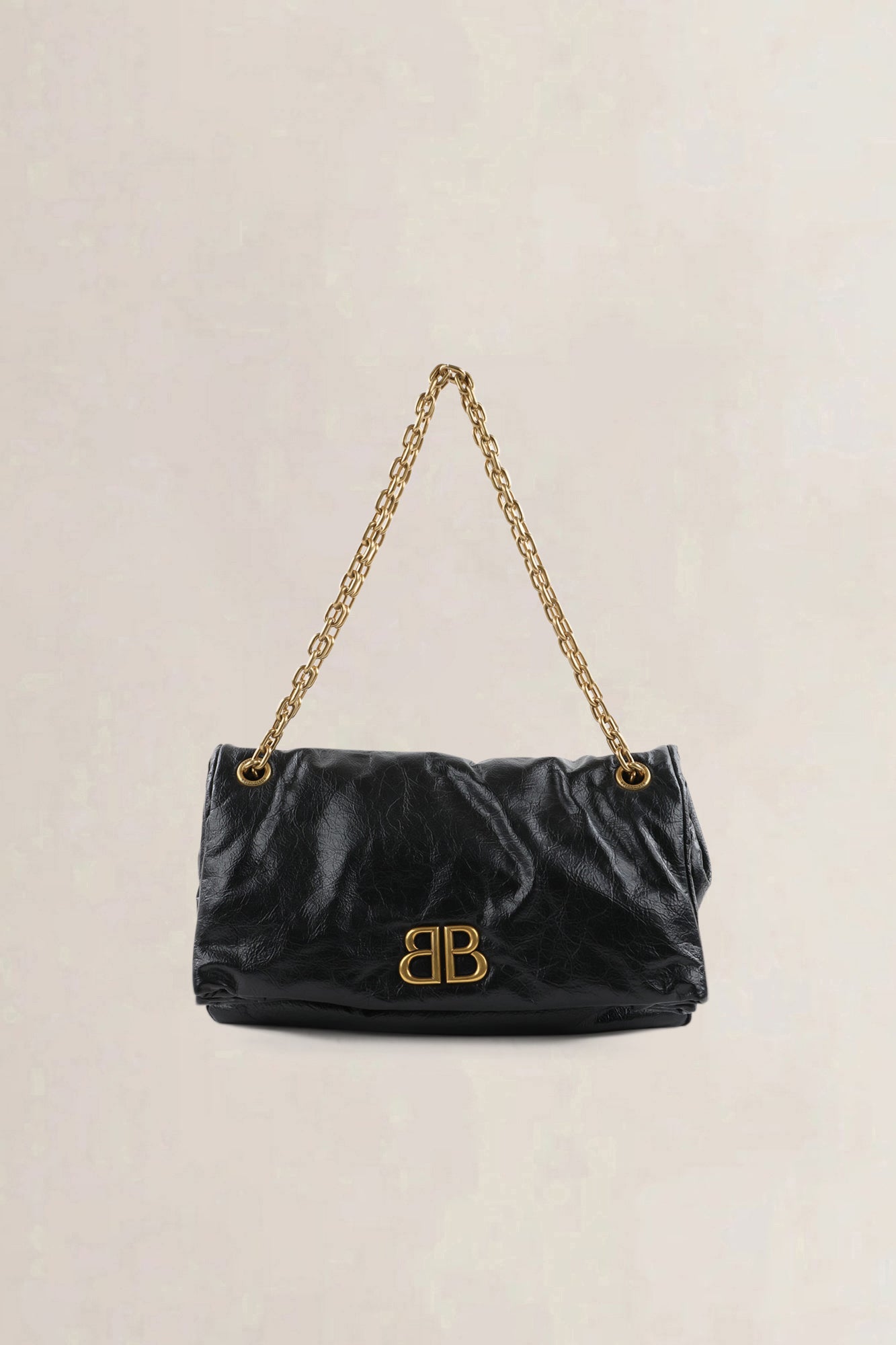 Balenciaga Black Calfskin Leather Medium Monaco Chain Shoulder Bag