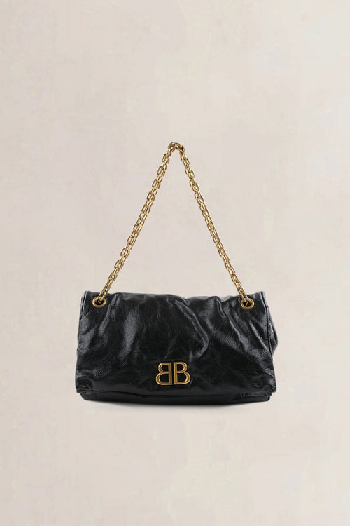 Balenciaga Black Calfskin Leather Medium Monaco Chain Shoulder Bag