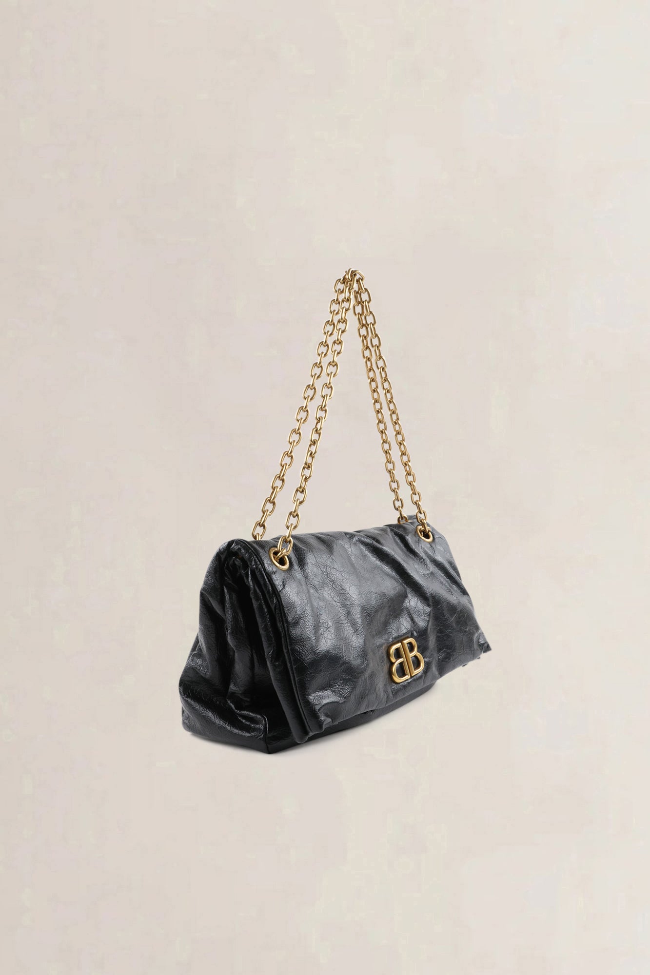 Balenciaga Black Calfskin Leather Medium Monaco Chain Shoulder Bag