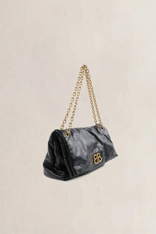 Balenciaga Black Calfskin Leather Medium Monaco Chain Shoulder Bag