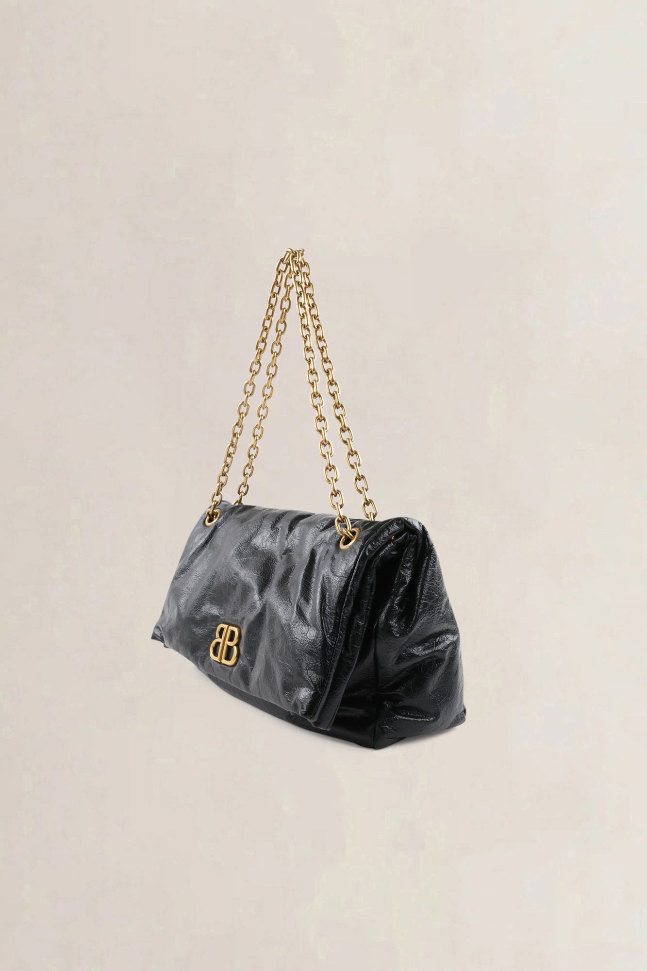 Balenciaga Black Calfskin Leather Medium Monaco Chain Shoulder Bag