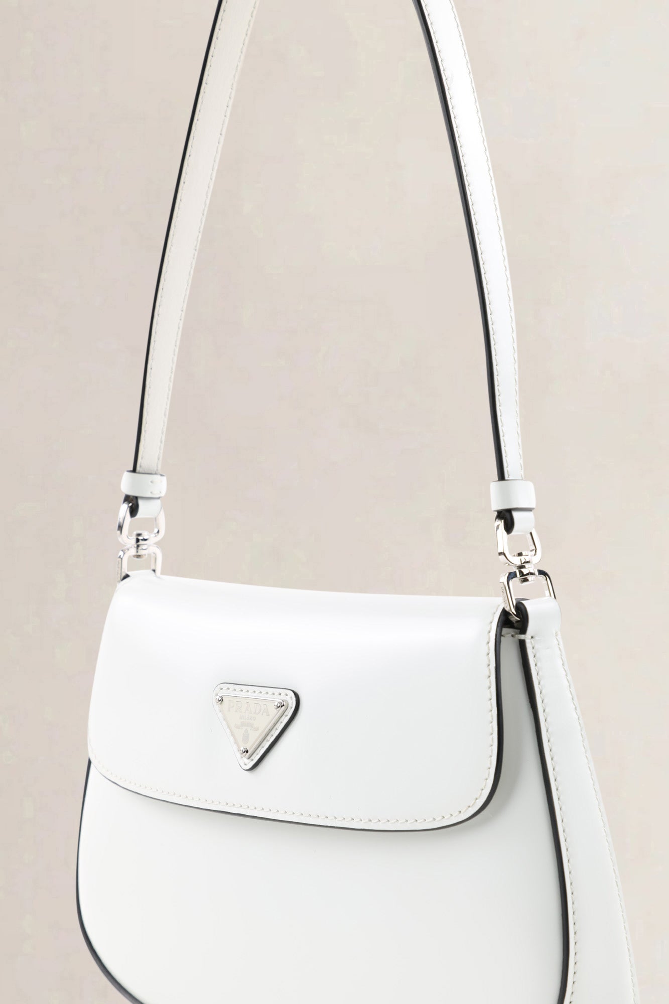 Prada White Leather Cleo Shoulder Bag