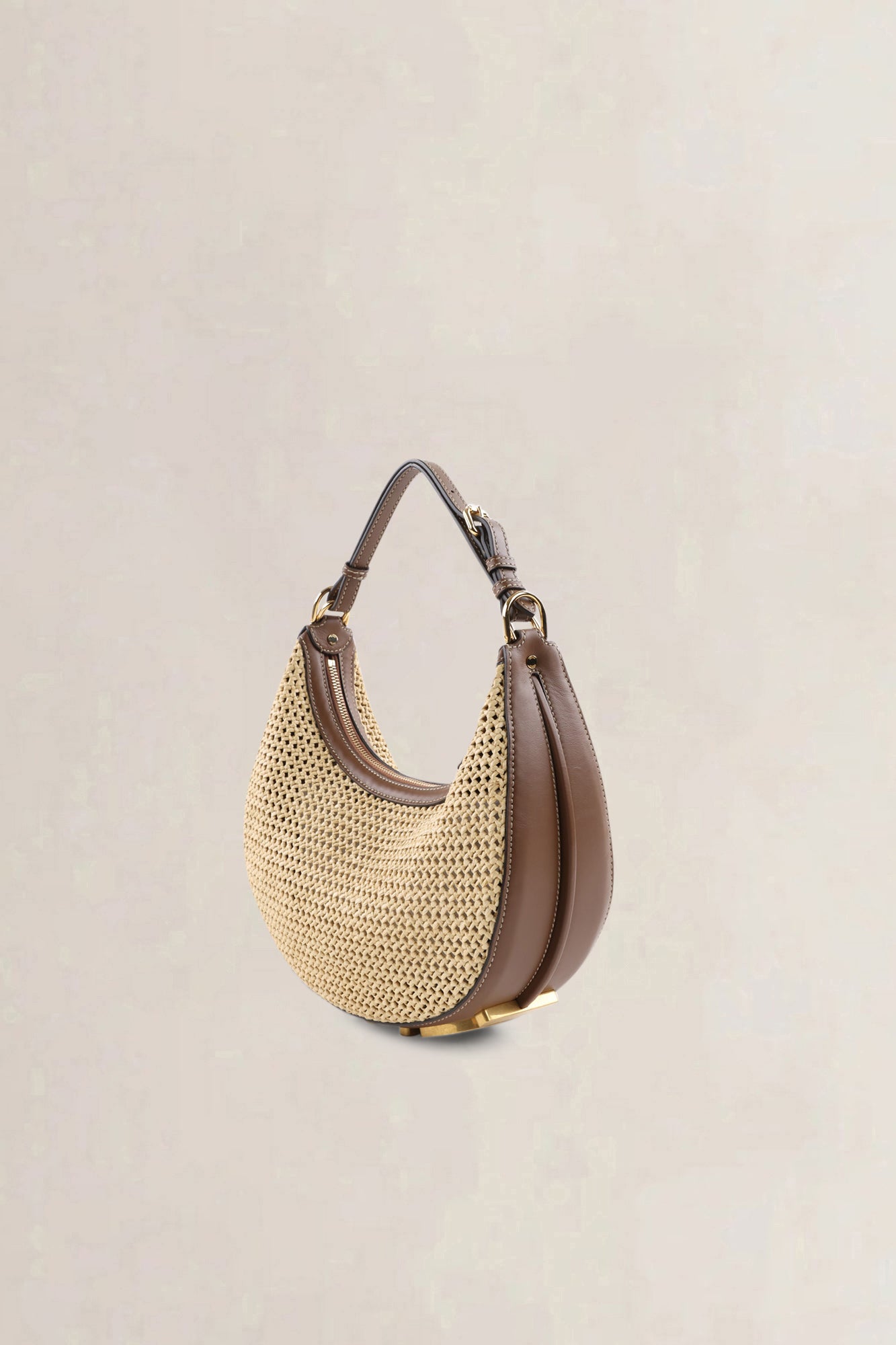 Fendi Natural & Brown Raffia Fendigraphy Small Hobo Shoulder Bag