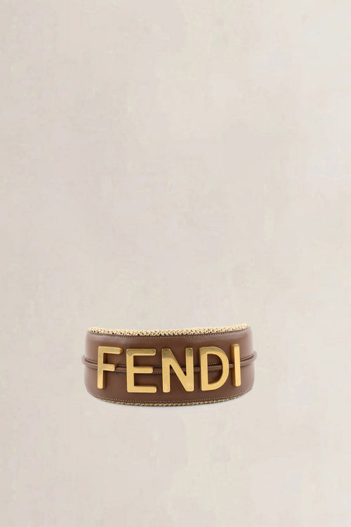 Fendi Natural & Brown Raffia Fendigraphy Small Hobo Shoulder Bag