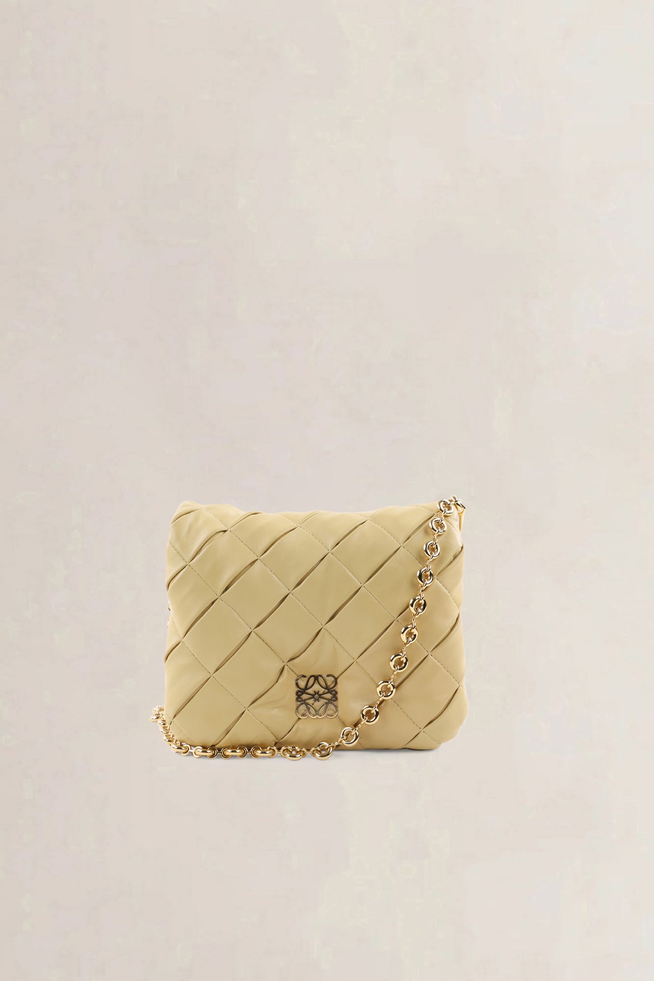 Loewe Beige Leather Pleated Goya Puffer Shoulder Bag