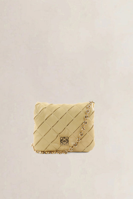 Loewe Beige Leather Pleated Goya Puffer Shoulder Bag