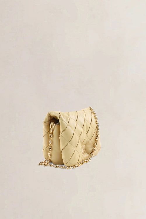 Loewe Beige Leather Pleated Goya Puffer Shoulder Bag