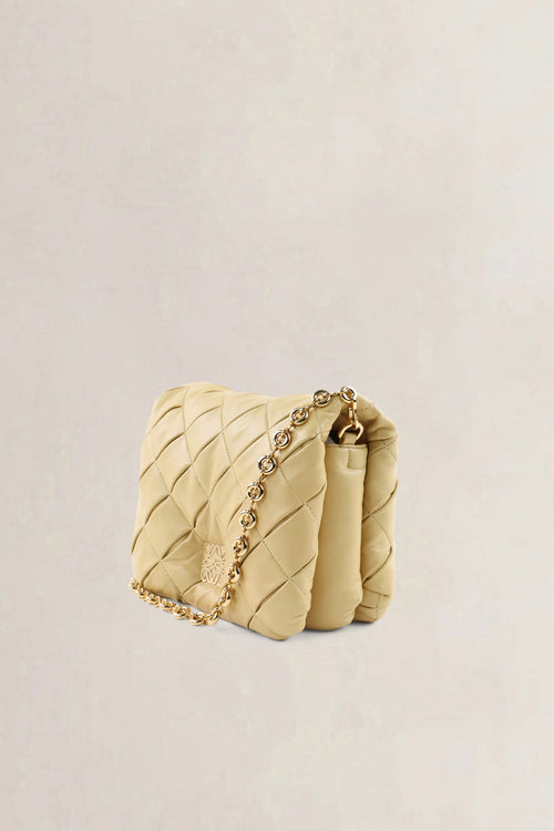 Loewe Beige Leather Pleated Goya Puffer Shoulder Bag