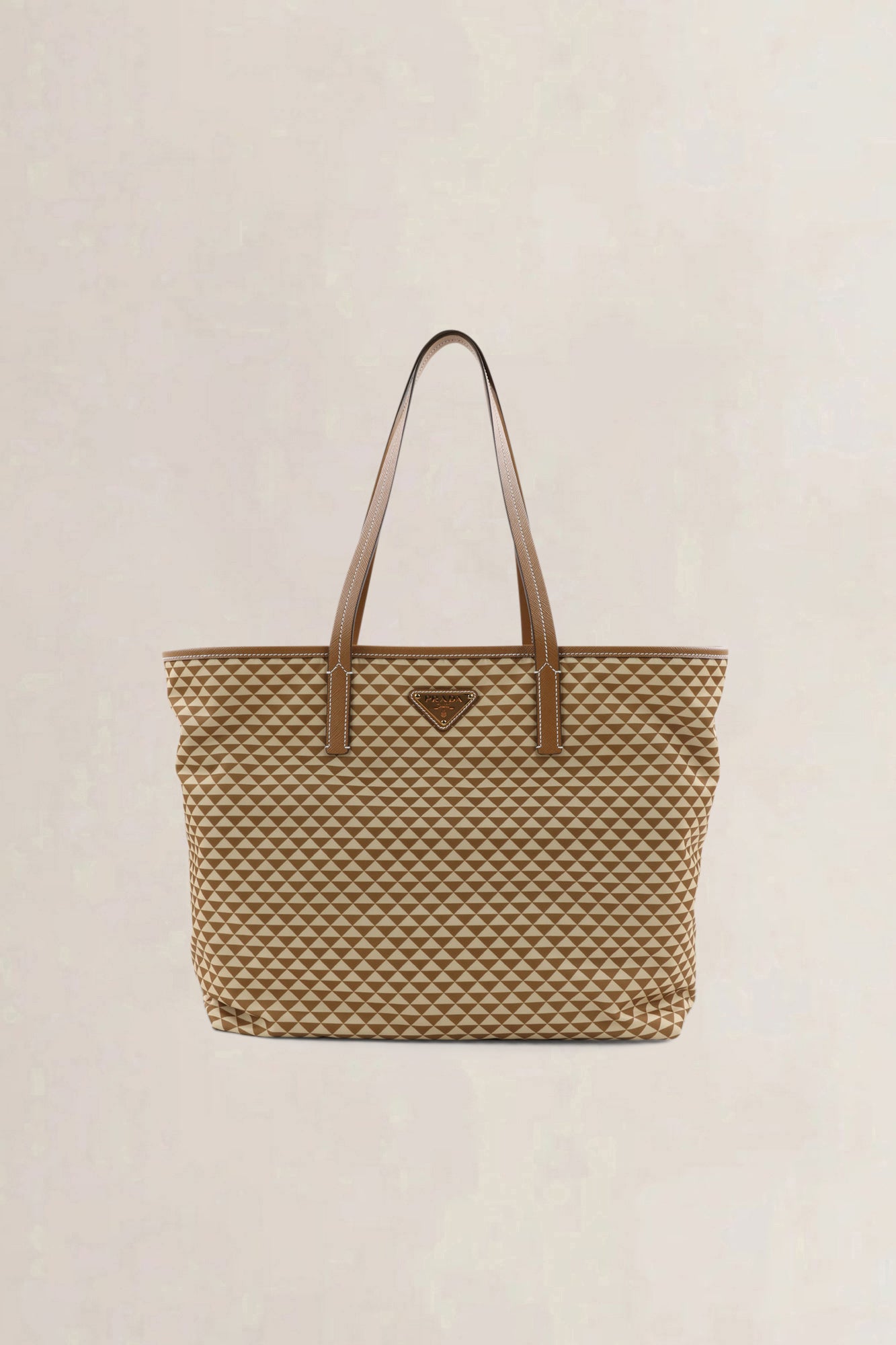 Prada Triangle Jacquard Canvas Tote — preloved