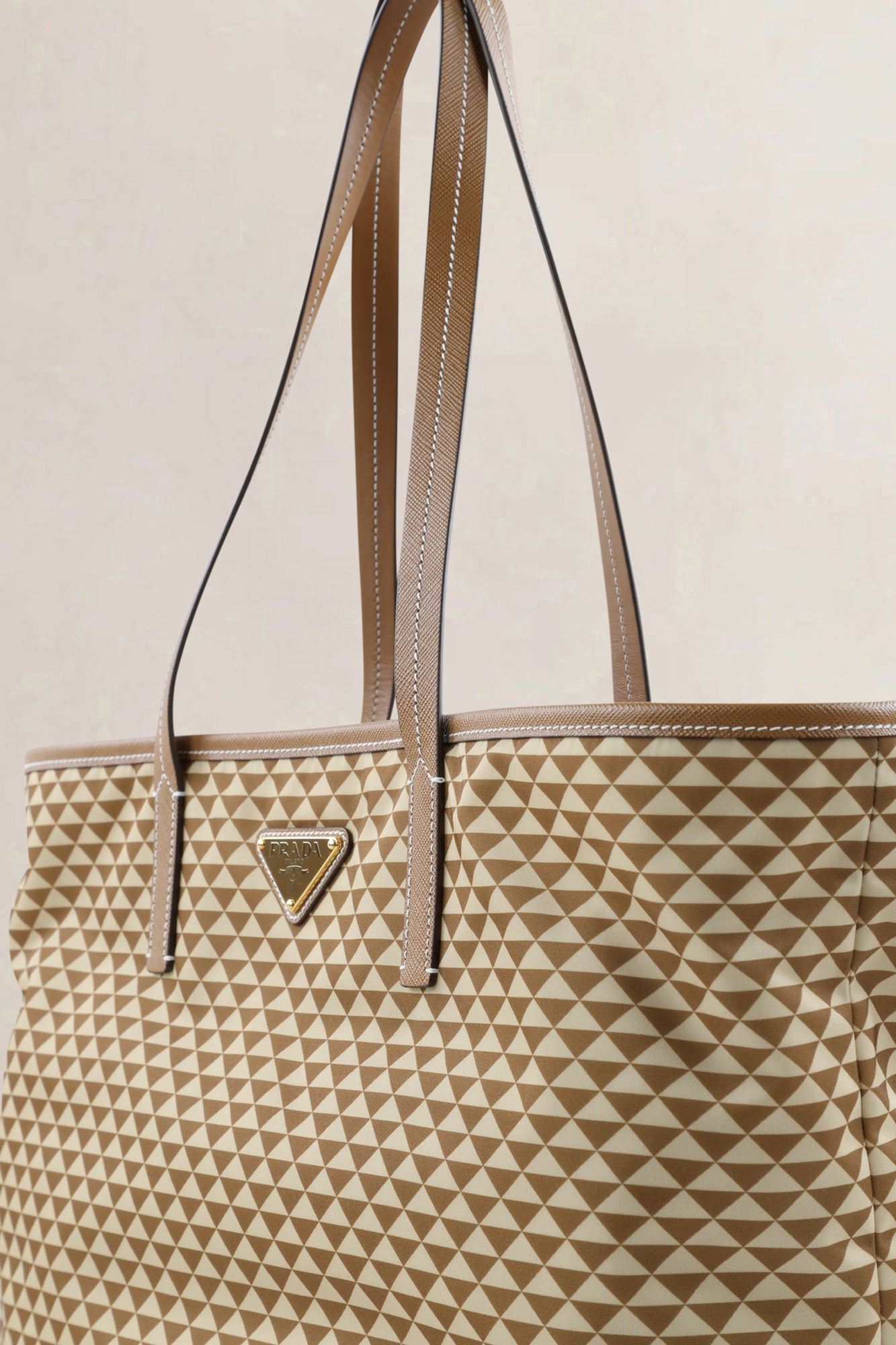 Prada Triangle Jacquard Canvas Tote — preloved