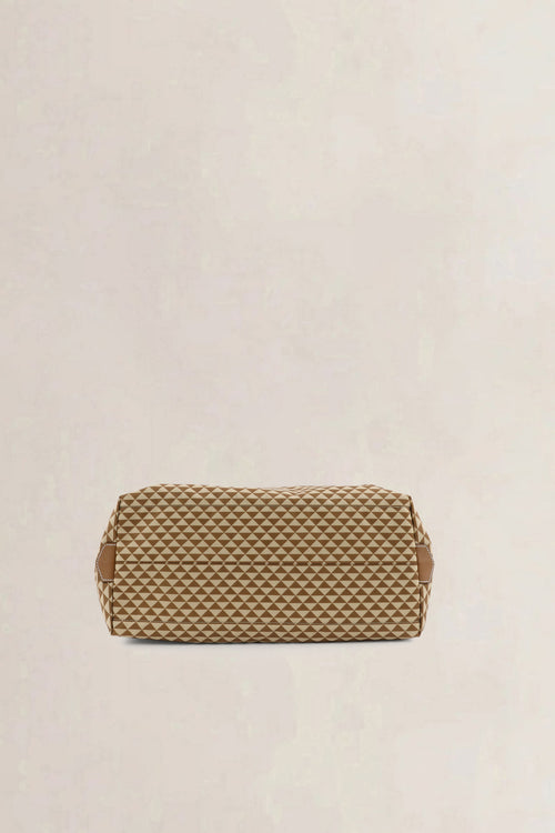 Prada Brown & Beige Triangle Jacquard Canvas Tote Bag
