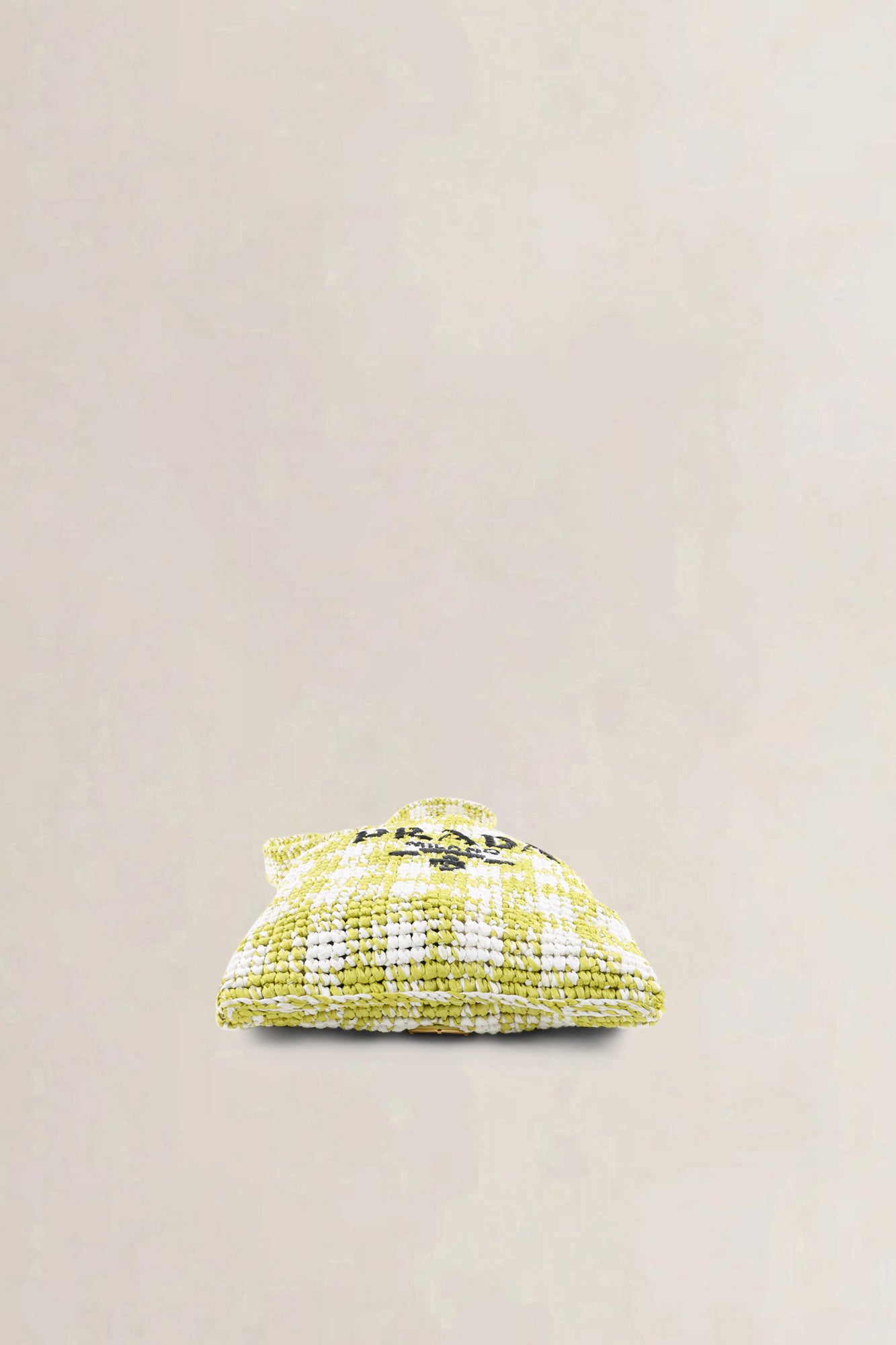 Prada Green/White Raffia Woven Logo Crossbody Bag