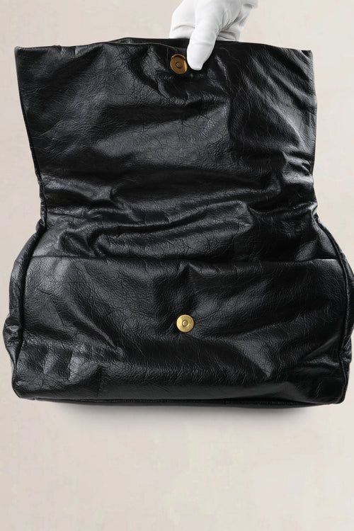 Balenciaga Black Calfskin Leather Medium Monaco Chain Shoulder Bag