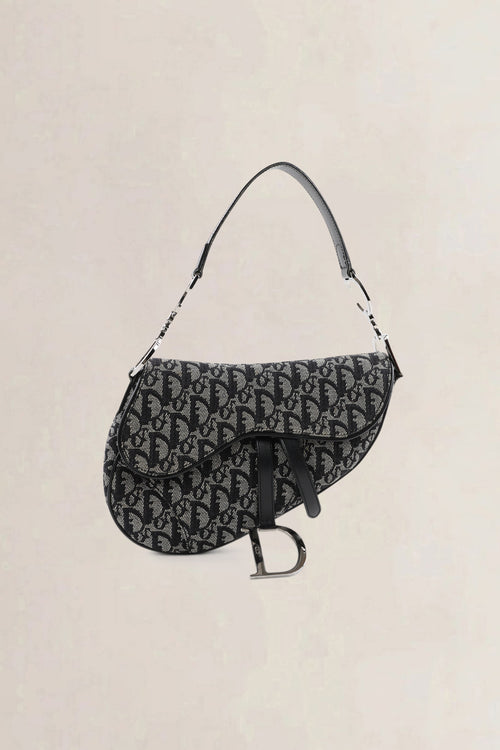 Christian Dior Black Oblique Saddle Shoulder Bag