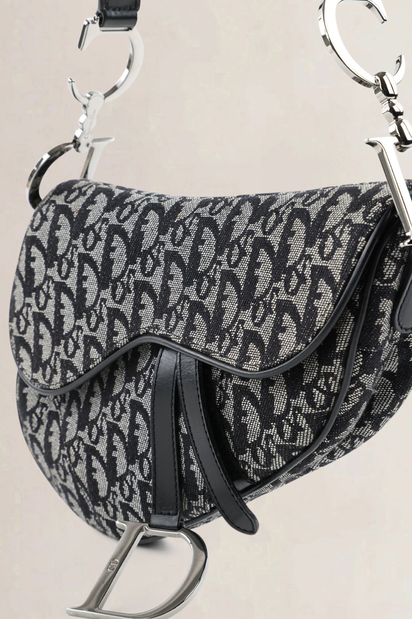 Christian Dior Black Oblique Saddle Shoulder Bag