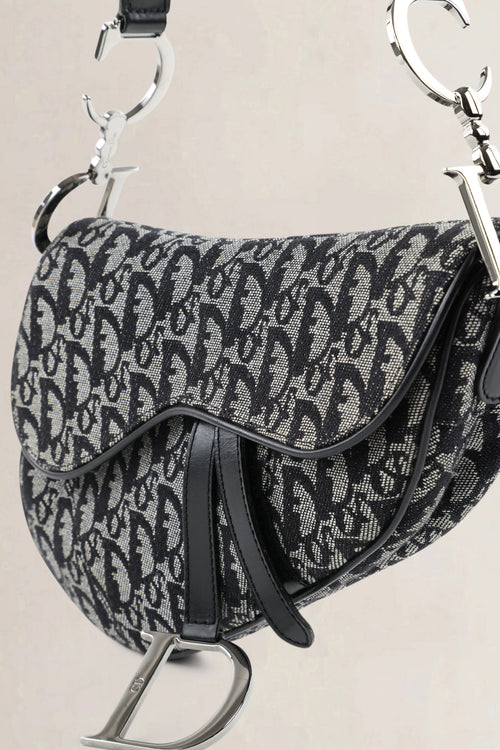 Christian Dior Black Oblique Saddle Shoulder Bag