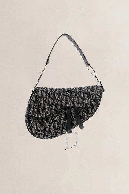 Christian Dior Black Oblique Saddle Shoulder Bag