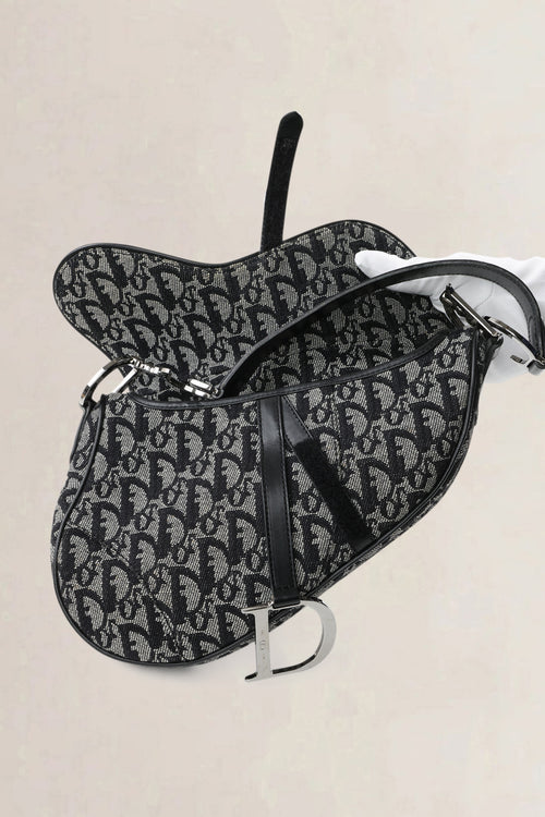 Christian Dior Black Oblique Saddle Shoulder Bag