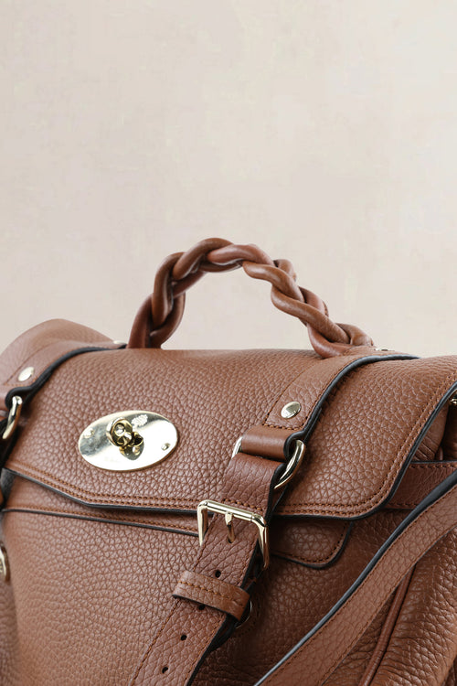 Mulberry Brown Alexa Satchel Crossbody Bag