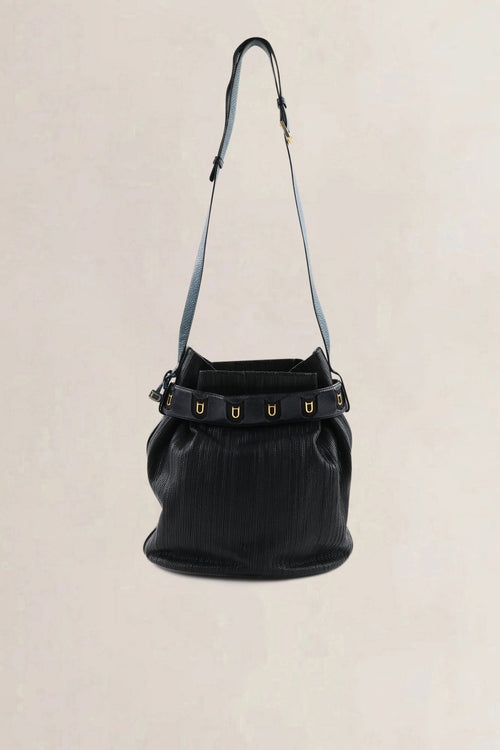 Delvaux Calicot Blue Toile De Cuir Crossbody Bag