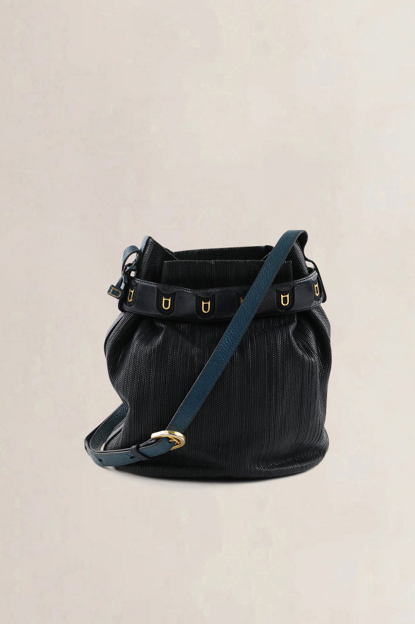 Delvaux Calicot Blue Toile De Cuir Crossbody Bag