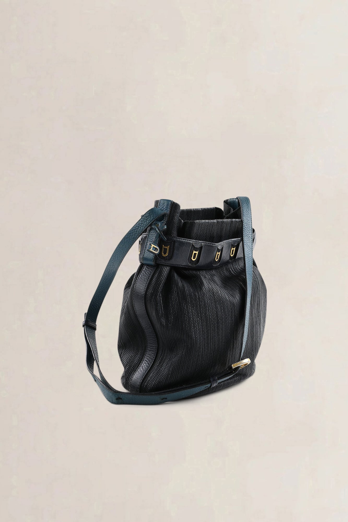 Delvaux Calicot Blue Toile De Cuir Crossbody Bag