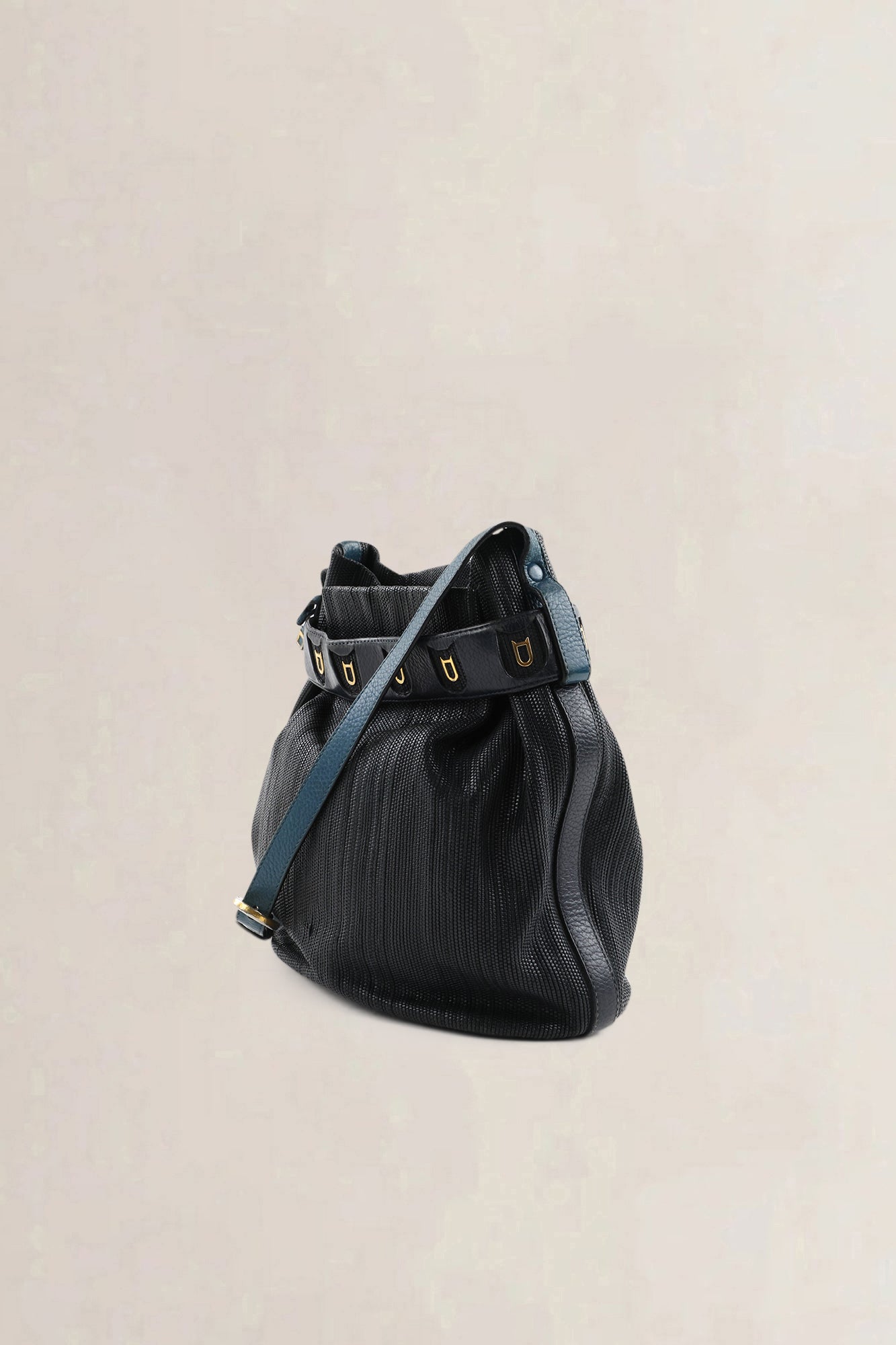 Delvaux Calicot Blue Toile De Cuir Crossbody Bag