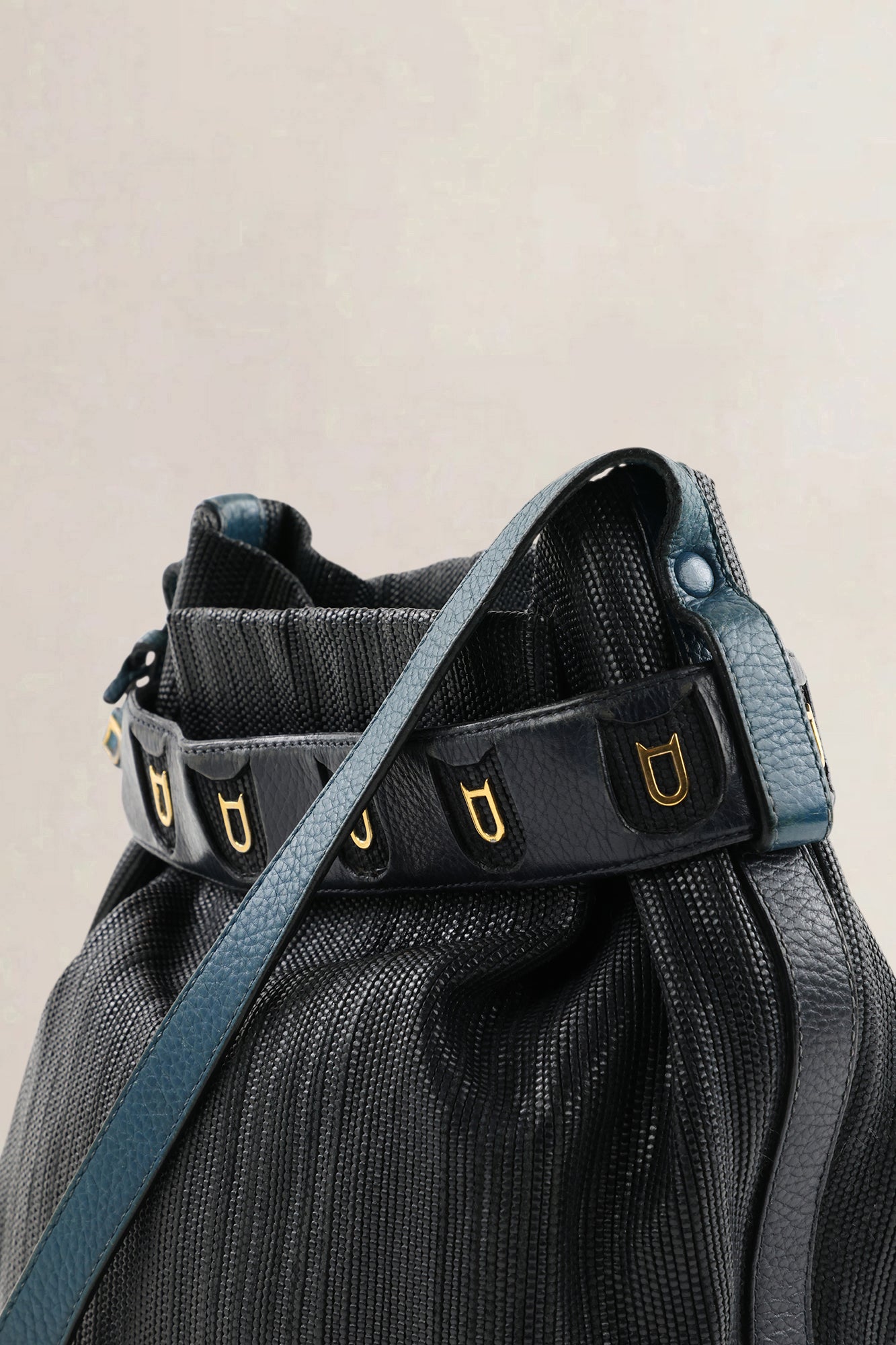 Delvaux Calicot Blue Toile De Cuir Crossbody Bag