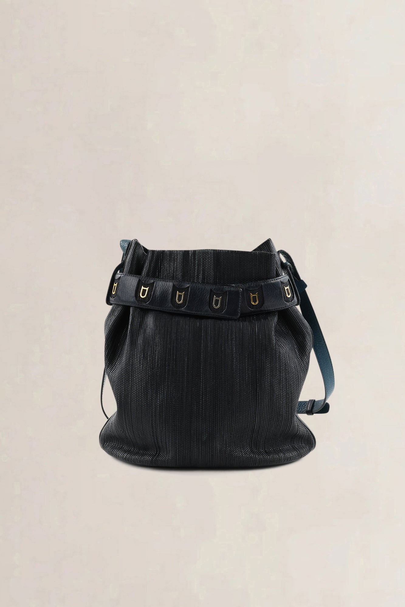 Delvaux Calicot Blue Toile De Cuir Crossbody Bag