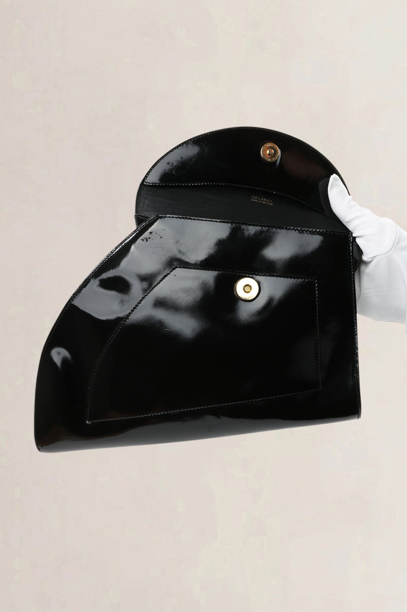 Delvaux Black Patent Leather Clutch