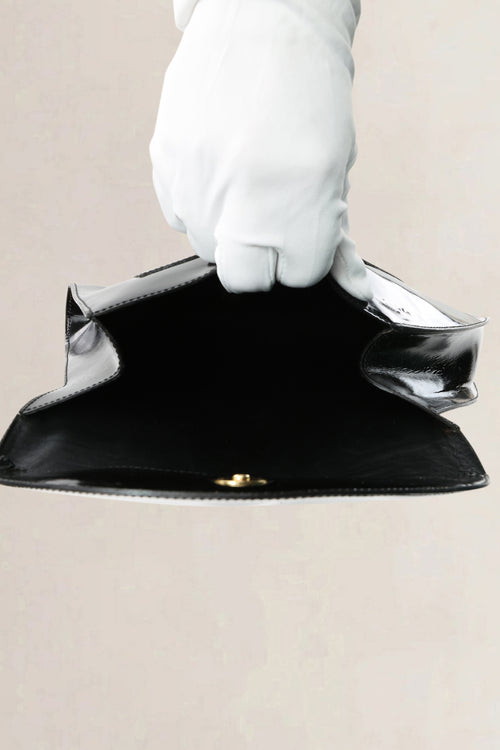 Delvaux Black Patent Leather Clutch